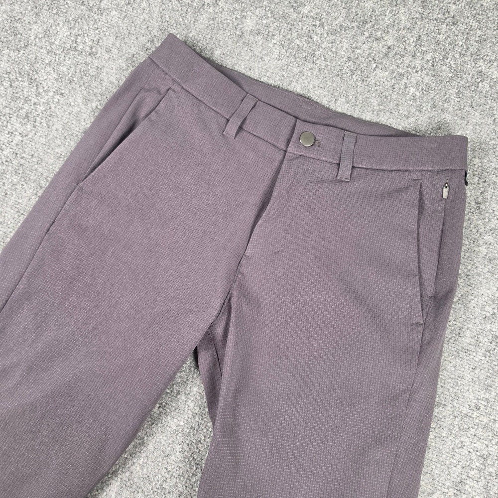 Lululemon Commission Slim Pants Mens 30 Gray Grid Warpstreme 32" LM5AF6S
